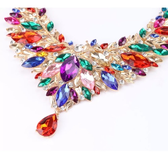 ✨Colorful Rhinestone Crystal Necklace Jewelry Set✨ - Picture 5 of 9